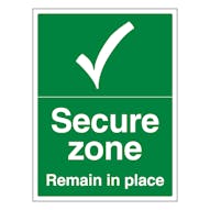 Secure Zone with Tick - Remain in Place - Portrait