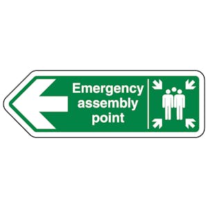Emergency Assembly Point Arrow Left - Shaped Sign