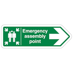 Emergency Assembly Point Arrow Right - Shaped Sign