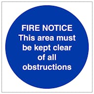 Fire Notice This Area Must Be Kept Clear