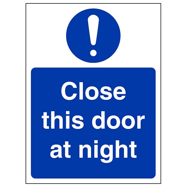 Close This Door At Night Portrait Safety Signs 4 Less