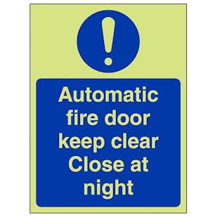 GITD Automatic Fire Door Keep Clear - Portrait