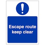 Escape Route Keep Clear - Portrait
