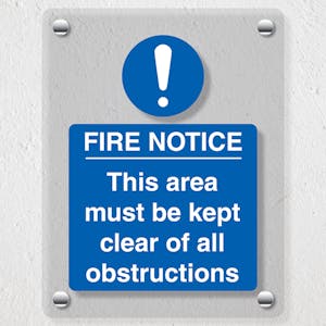Fire Notice This Area Must Be Clear - Acrylic Sign