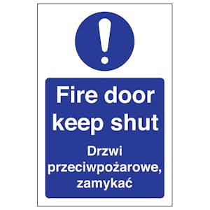 English/Polish - Fire Door Keep Shut