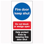 Fire Door Keep Shut / Do Not Block / Help Protect Lives