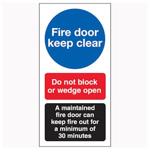 Fire Door Keep Clear / Do Not Block / A Maintained Door