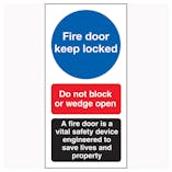 Fire Door Keep Locked / Do Not Block / A Fire Door