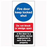 Fire Door Keep Locked Shut / Do Not Block / A Fire Door