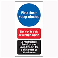 Fire Door Keep Closed / Do Not Block / A Maintained Door