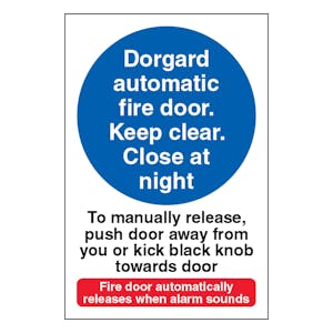 Dorgard Automatic Fire Door - To Manually Release Push Door