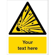 Custom Explosive Material Warning Safety Sign