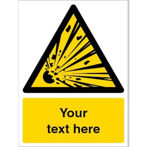 Custom Explosive Material Warning Safety Sign