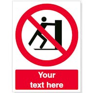 Custom No Pushing Safety Sign