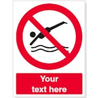 Custom No Diving Safety Sign