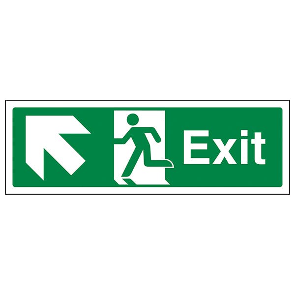 Exit Arrow Up And Left - Landscape | Fire Assembly | Safety Signs ...