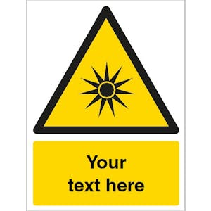 Custom Optical Radiation Warning Safety Sign