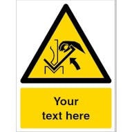 Custom Hand Crushing Between Press Brake And Material Warning Safety Sign