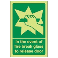 GITD In The Event Of Fire Break Glass To Release Door