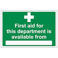First Aid For This Department Is Available From