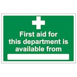 First Aid For This Department Is Available From