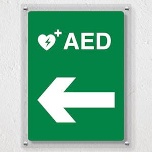 AED Arrow Left - Acrylic Sign