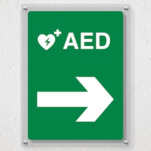 AED Arrow Right - Acrylic Sign