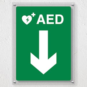 AED Arrow Down - Acrylic Sign