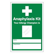 Anaphylaxis Kit Your Allergy Champion Is Name: Department: - Portrait