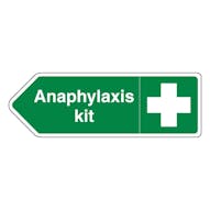 Anaphylaxis kit - Arrow Left - Shaped Sign