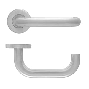 Satin Stainless Steel Return to Door Lever on Rose