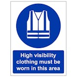High Visibility Clothing Must Be Worn - Super-Tough Rigid Plastic