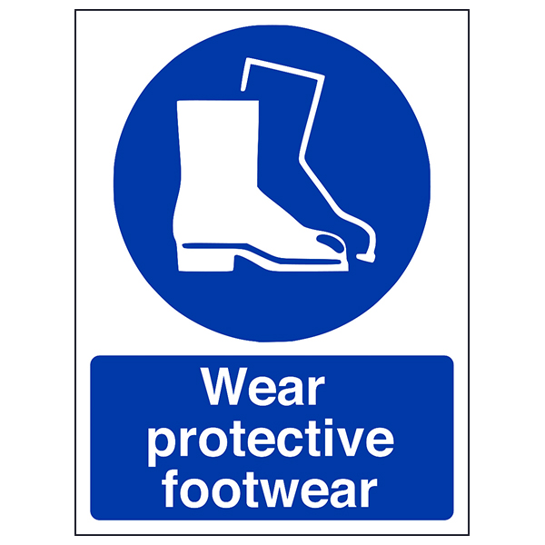 200mm x 300mm Protective Footwear Must Be Worn Plastic Rigid Safety Notice Sign 