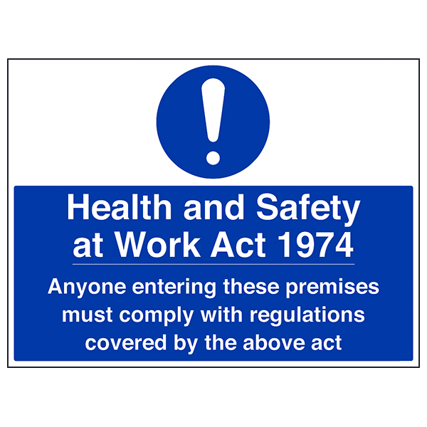 Rigid 495X415mm Highly Visible and Clear Safety Sign Health & Safety Law 