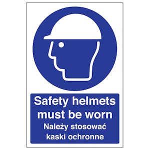 English/Polish - Safety Helmets Must Be Worn