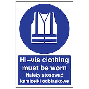 English/Polish - Hi-Vis Clothing Must Be Worn