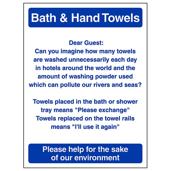 Bath & Hand Towels Safety Signs 4 Less