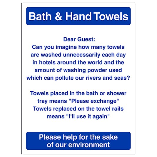 Bath & Hand Towels Safety Signs 4 Less