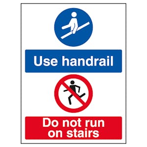 Use Handrail / Do Not Run On Stairs - Super-Tough Rigid Plastic