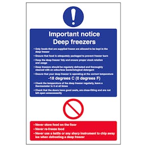 Important Notice Deep Freezers - Magnetic
