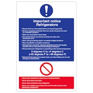 Important Notice Refrigerators - Magnetic