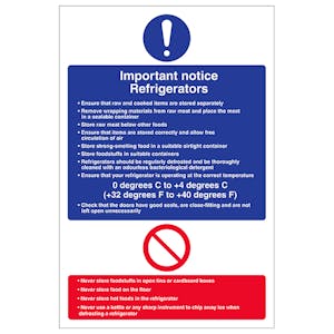 Important Notice Refrigerators - Magnetic