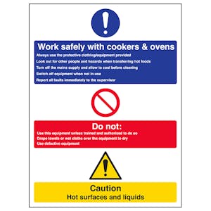 Work Safely With Cookers & Ovens - Portrait