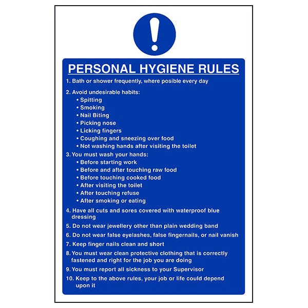 Personal Hygiene Rules Hygiene Signs Signs Posters And Wallcharts 