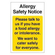 Please Talk To Us If You Have A Food Allergy Or Intolerance - Portrait