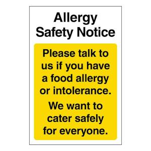 Please Talk To Us If You Have A Food Allergy Or Intolerance - Portrait