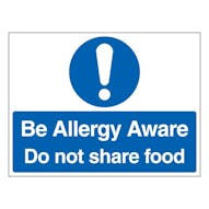 Be Allergy Aware - Do Not Share Food - Landscape