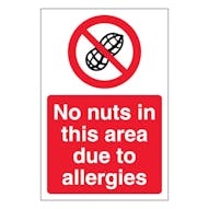 No Nuts In This Area Due To Allergies - Portrait
