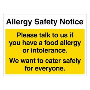 Talk To Us If You Have A Food Allergy - Landscape