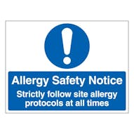 Allergy Safety Notice Strictly Follow Site Allergy Protocols At All Times - Landscape